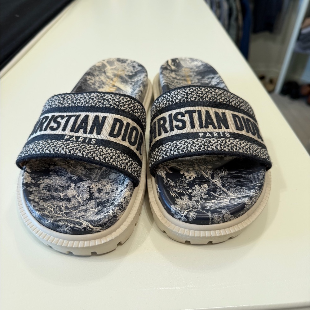 Dior Navy and Cream Sandals